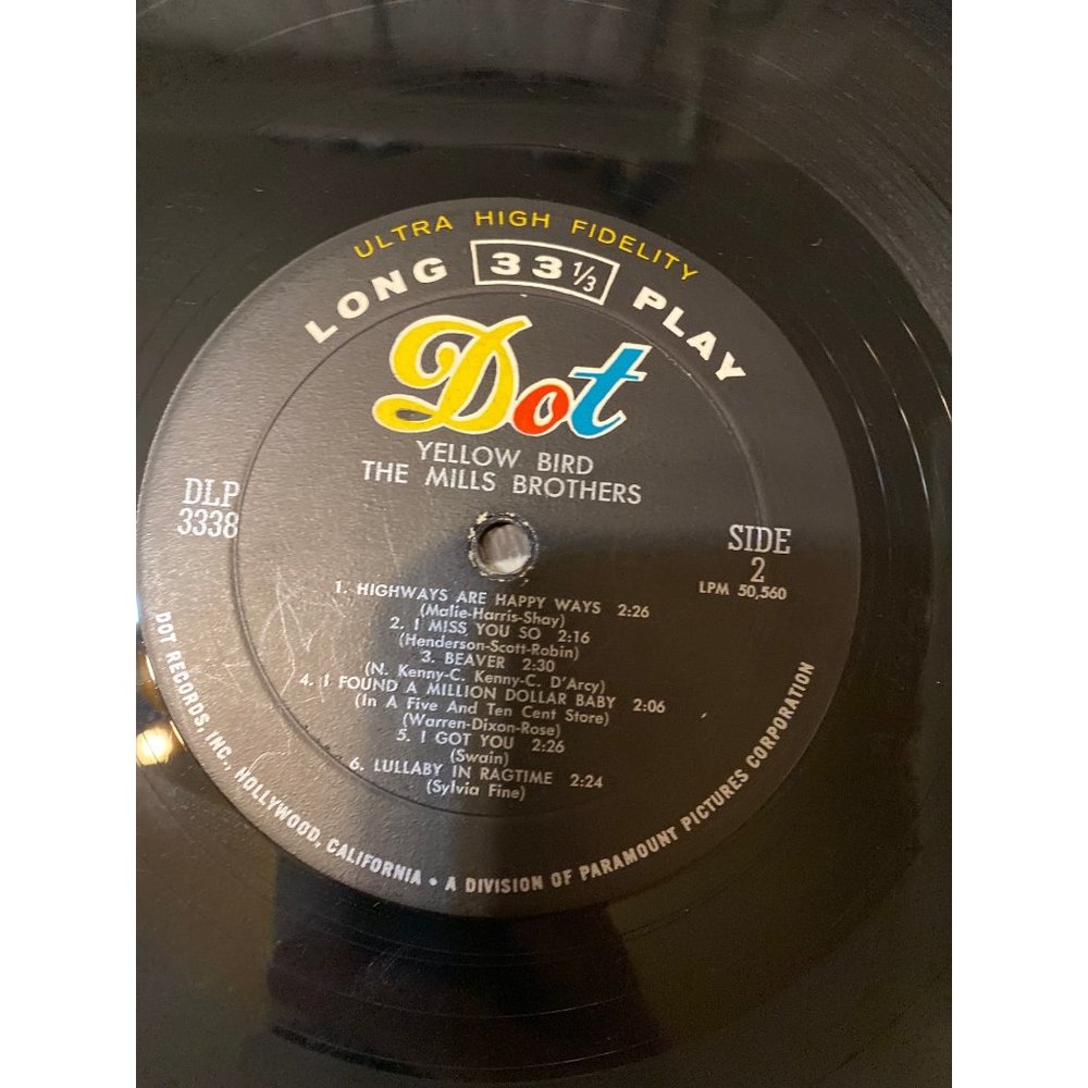 AS IS Vintage Vinyl Record Dot Yellow Bird the Mills Brothers